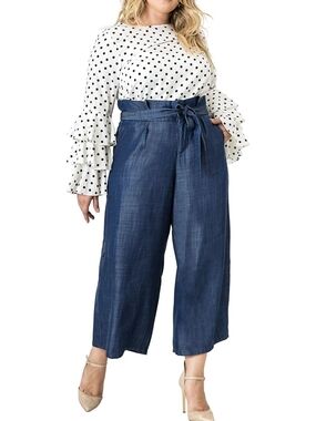 Standards & Practices Women’s Plus Size Tencel Denim Wide Leg Palazzo Pants 20w